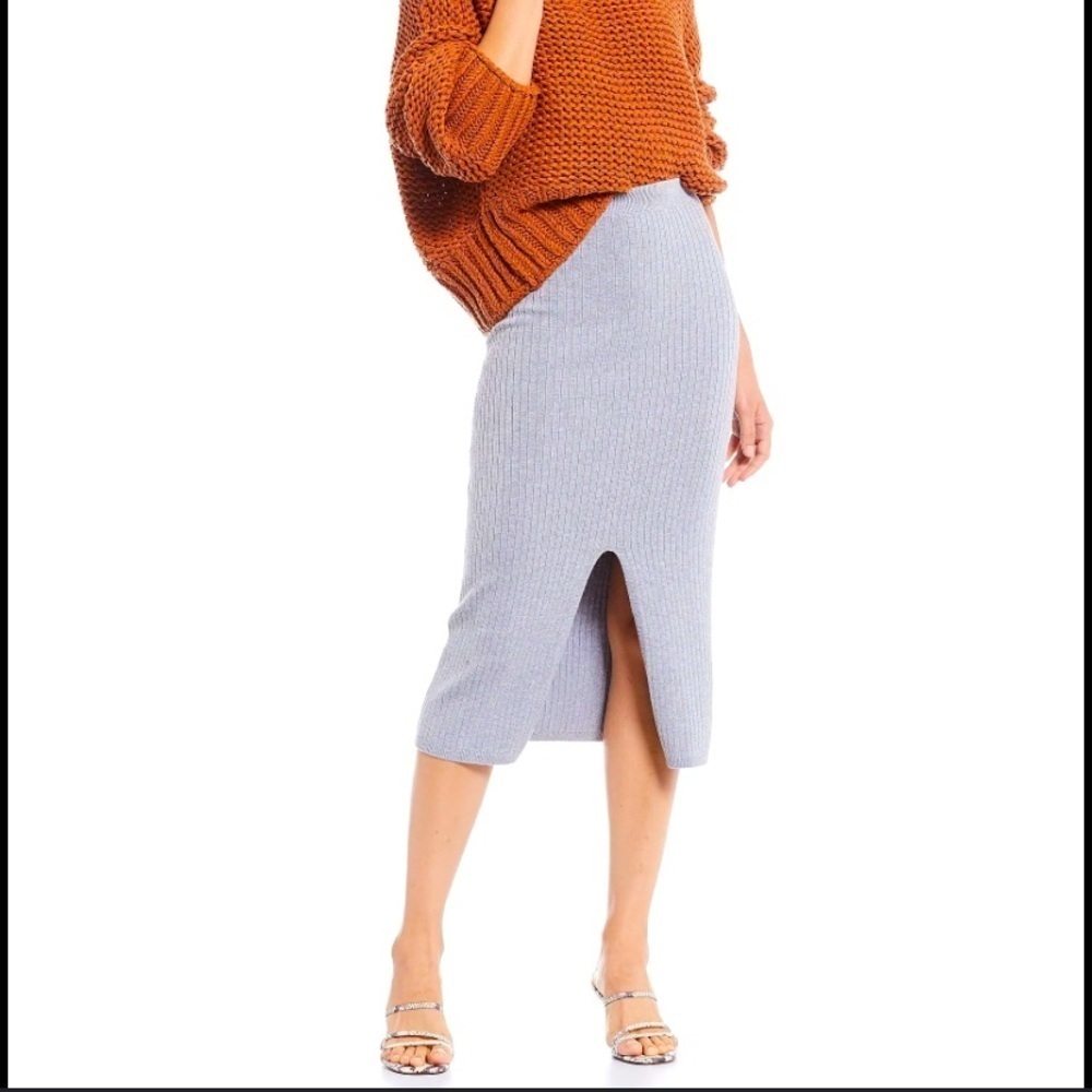 Free people cami knit pencil skirt ribbed boho spring classic revolve designer